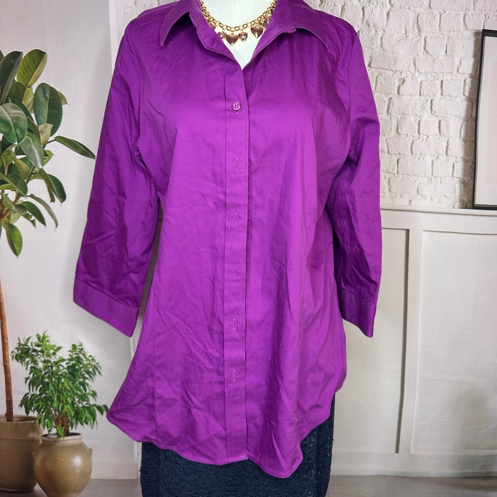 Coldwater Creek Vibrant Purple Button-Down Shirt size 10 12